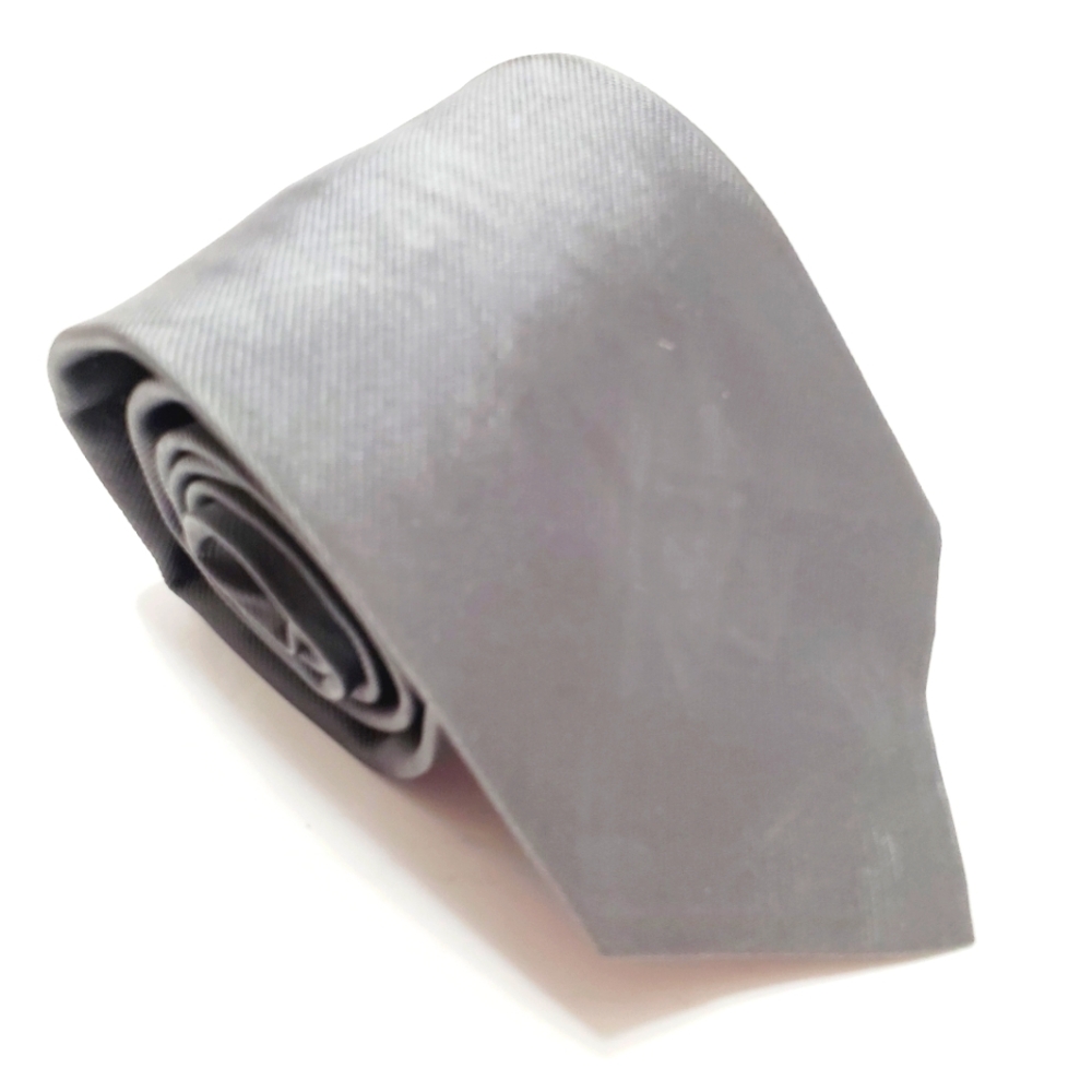 Grodins Necktie Solid Gray Pattern Men's Silk Neck Tie Repp Fabric 54x3.25"